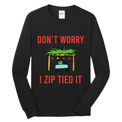 Happy Sukkot DonT Worry I Zip Tied It Jewish Sukkah Builder Tall Long Sleeve T-Shirt
