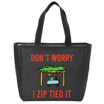 Happy Sukkot DonT Worry I Zip Tied It Jewish Sukkah Builder Zip Tote Bag
