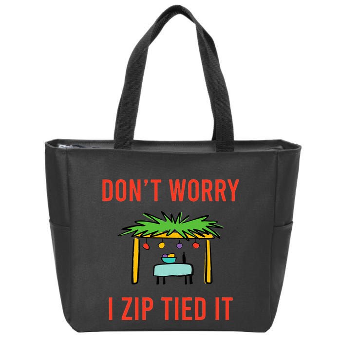 Happy Sukkot DonT Worry I Zip Tied It Jewish Sukkah Builder Zip Tote Bag
