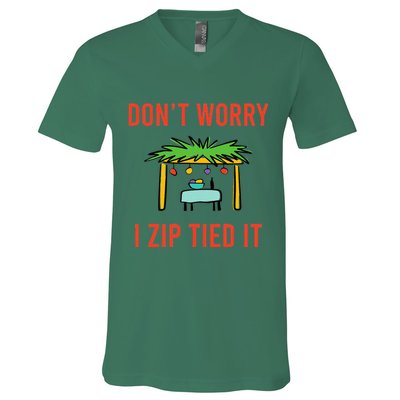 Happy Sukkot DonT Worry I Zip Tied It Jewish Sukkah Builder V-Neck T-Shirt