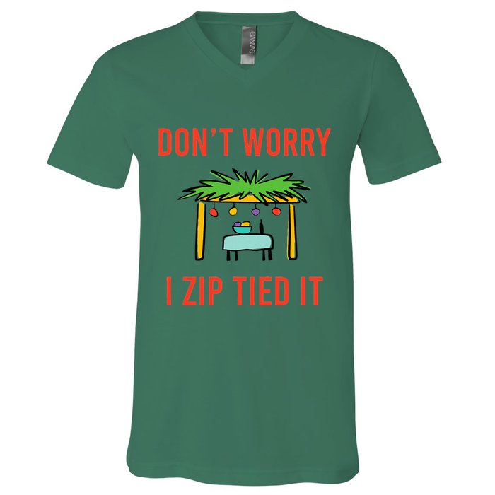 Happy Sukkot DonT Worry I Zip Tied It Jewish Sukkah Builder V-Neck T-Shirt