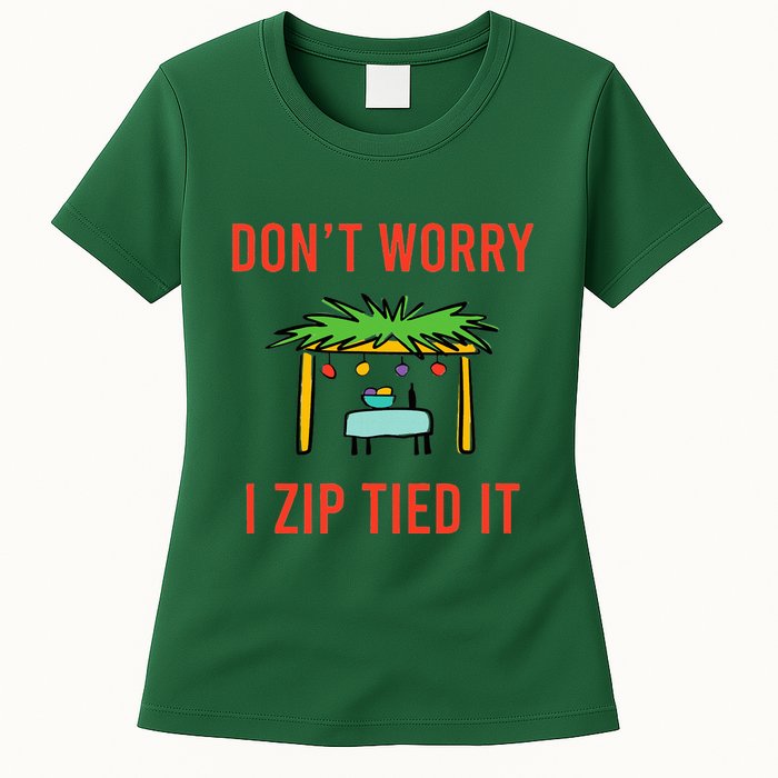 Happy Sukkot DonT Worry I Zip Tied It Jewish Sukkah Builder Womens T-Shirt
