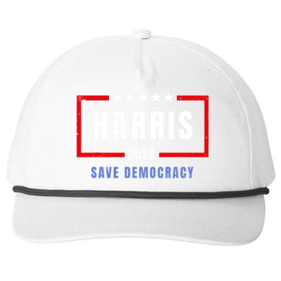 Harris Save Democracy 2024 For President Snapback Five-Panel Rope Hat