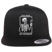 Halloween Skeleton Dead Inside Caffeinated Costume Flat Bill Trucker Hat