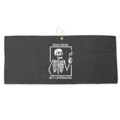 Halloween Skeleton Dead Inside Caffeinated Costume Large Microfiber Waffle Golf Towel