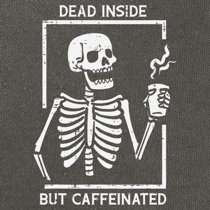 Halloween Skeleton Dead Inside Caffeinated Costume Cotton Canvas Backpack