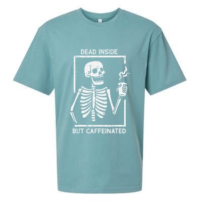 Halloween Skeleton Dead Inside Caffeinated Costume Sueded Cloud Jersey T-Shirt