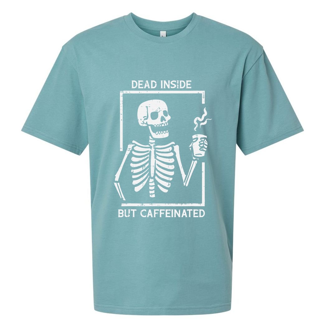 Halloween Skeleton Dead Inside Caffeinated Costume Sueded Cloud Jersey T-Shirt
