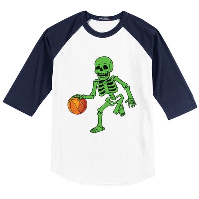 Halloween Skeleton Dribbling Basketball Boy Girl Baseball Sleeve Shirt