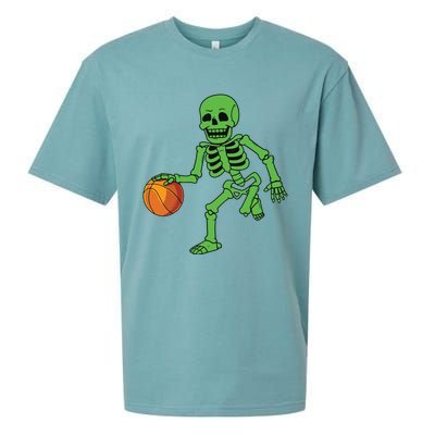 Halloween Skeleton Dribbling Basketball Boy Girl Sueded Cloud Jersey T-Shirt