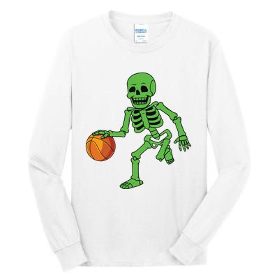 Halloween Skeleton Dribbling Basketball Boy Girl Tall Long Sleeve T-Shirt