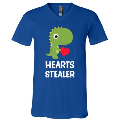 Hearts Stealer Dinosaur Trex Valentines Day Great Gift V-Neck T-Shirt