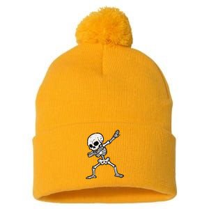 Halloween Skeleton Dabbing Costume Pom Pom 12in Knit Beanie