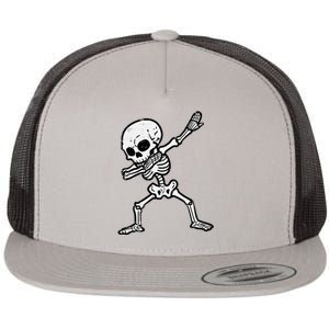 Halloween Skeleton Dabbing Costume Flat Bill Trucker Hat