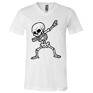 Halloween Skeleton Dabbing Costume V-Neck T-Shirt