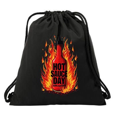 Hot Sauce Day Burn Baby Burn Passionate Fire Drawstring Bag