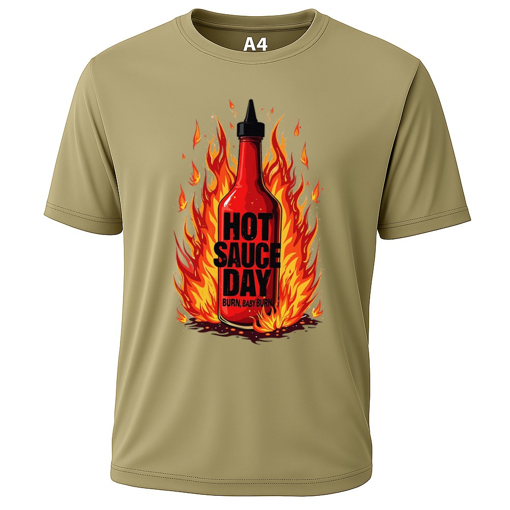 Hot Sauce Day Burn Baby Burn Passionate Fire Cooling Performance Crew T-Shirt