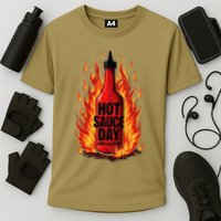 Hot Sauce Day Burn Baby Burn Passionate Fire Cooling Performance Crew T-Shirt