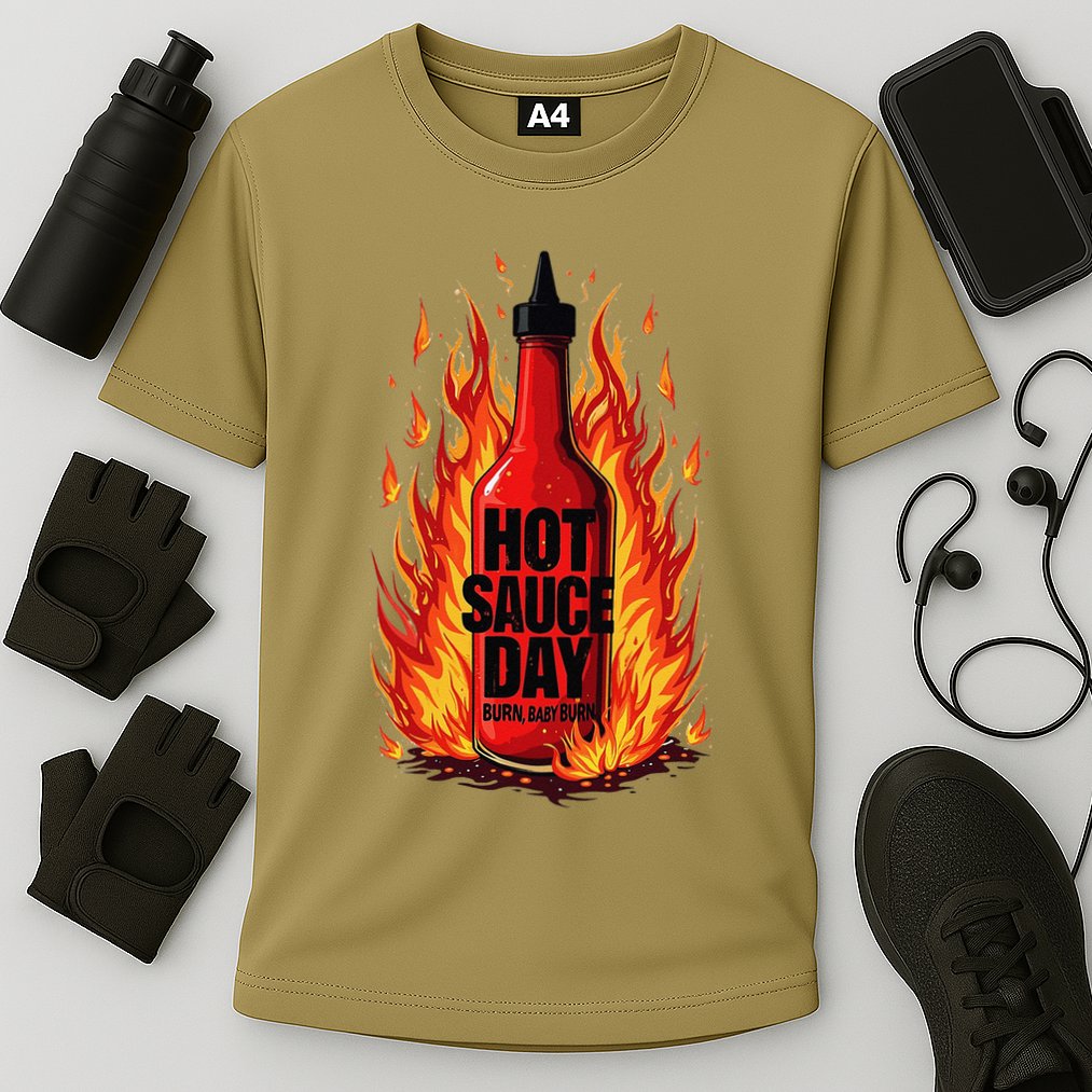 Hot Sauce Day Burn Baby Burn Passionate Fire Cooling Performance Crew T-Shirt