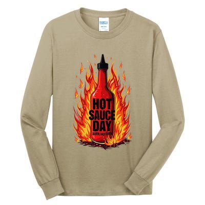 Hot Sauce Day Burn Baby Burn Passionate Fire Tall Long Sleeve T-Shirt
