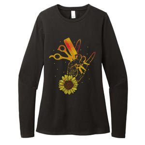 Hairstylist Sunflower Design Hippie Hair Salon Womens CVC Long Sleeve Shirt