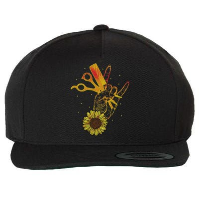 Hairstylist Sunflower Design Hippie Hair Salon Wool Snapback Cap