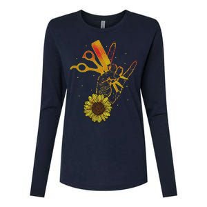 Hairstylist Sunflower Design Hippie Hair Salon Womens Cotton Relaxed Long Sleeve T-Shirt