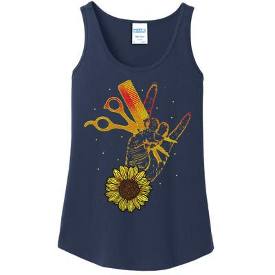 Hairstylist Sunflower Design Hippie Hair Salon Ladies Essential Tank