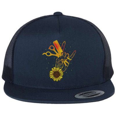 Hairstylist Sunflower Design Hippie Hair Salon Flat Bill Trucker Hat