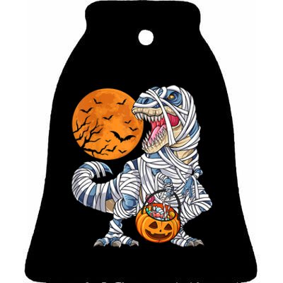 Halloween Shirts Dinosaur T Rex Mummy Pumpkin Ceramic Bell Ornament