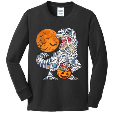 Halloween Shirts Dinosaur T Rex Mummy Pumpkin Kids Long Sleeve Shirt