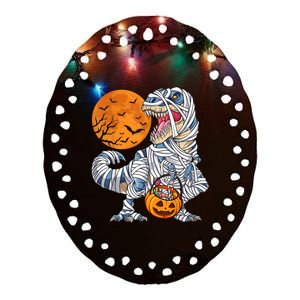 Halloween Shirts Dinosaur T Rex Mummy Pumpkin Ceramic Oval Ornament