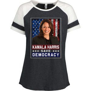 Harris Save Democracy Enza Ladies Jersey Colorblock Tee