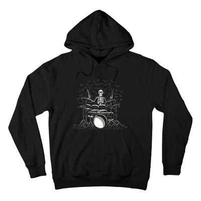 Halloween Skeleton Drummer Drumming Drumset Scary Hoodie