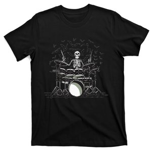 Halloween Skeleton Drummer Drumming Drumset Scary T-Shirt