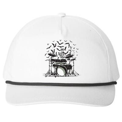 Halloween Skeleton Drummer Drumming Drumset Scary Snapback Five-Panel Rope Hat