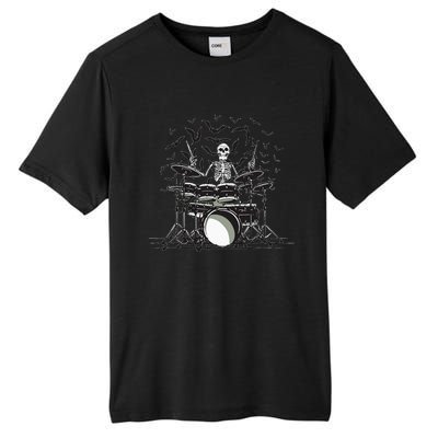 Halloween Skeleton Drummer Drumming Drumset Scary Tall Fusion ChromaSoft Performance T-Shirt