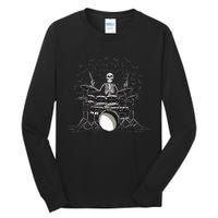 Halloween Skeleton Drummer Drumming Drumset Scary Tall Long Sleeve T-Shirt