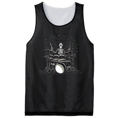 Halloween Skeleton Drummer Drumming Drumset Scary Mesh Reversible Basketball Jersey Tank