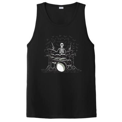 Halloween Skeleton Drummer Drumming Drumset Scary PosiCharge Competitor Tank