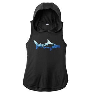 Hammerhead Shark Diver Ocean Ladies PosiCharge Tri-Blend Wicking Draft Hoodie Tank