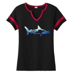 Hammerhead Shark Diver Ocean Ladies Halftime Notch Neck Tee