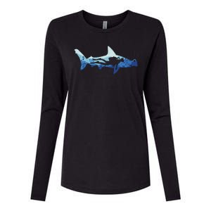 Hammerhead Shark Diver Ocean Womens Cotton Relaxed Long Sleeve T-Shirt