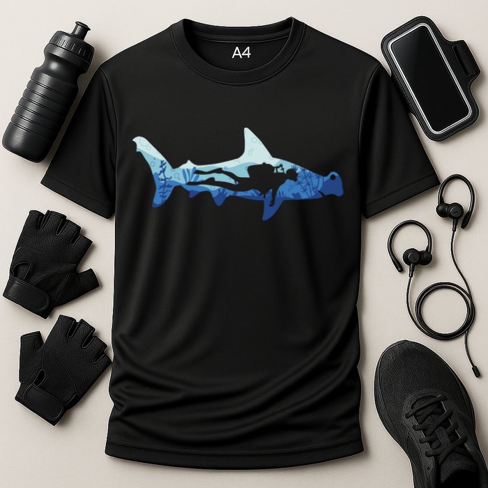 Hammerhead Shark Diver Ocean Performance Shirt