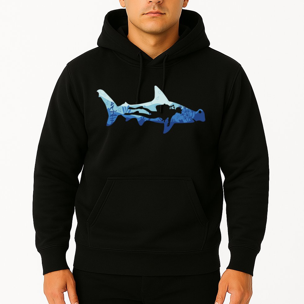 Hammerhead Shark Diver Ocean Hoodie