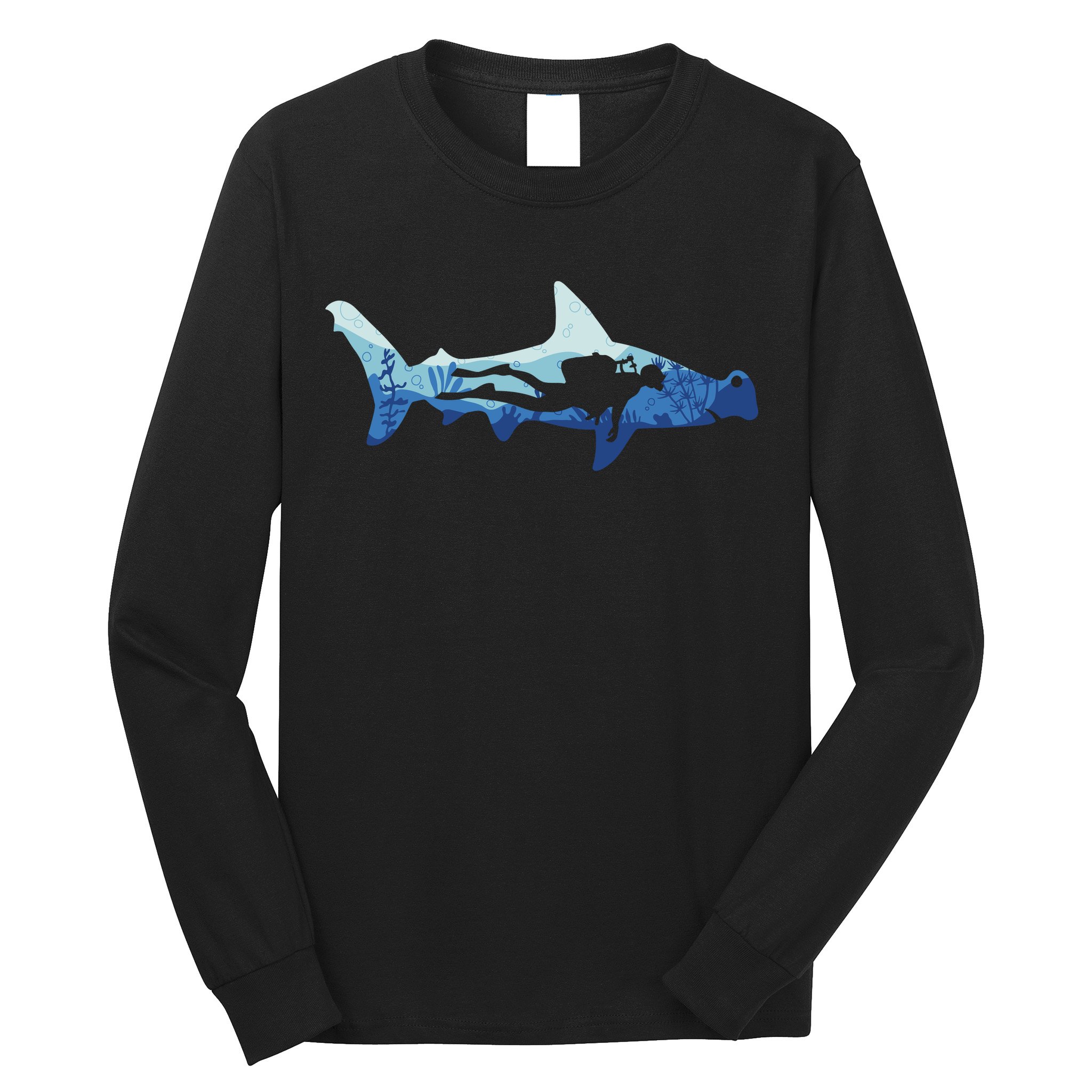 Hammerhead Shark Diver Ocean Long Sleeve Shirt