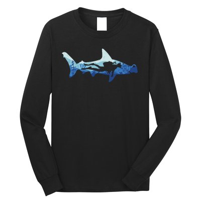 Hammerhead Shark Diver Ocean Long Sleeve Shirt