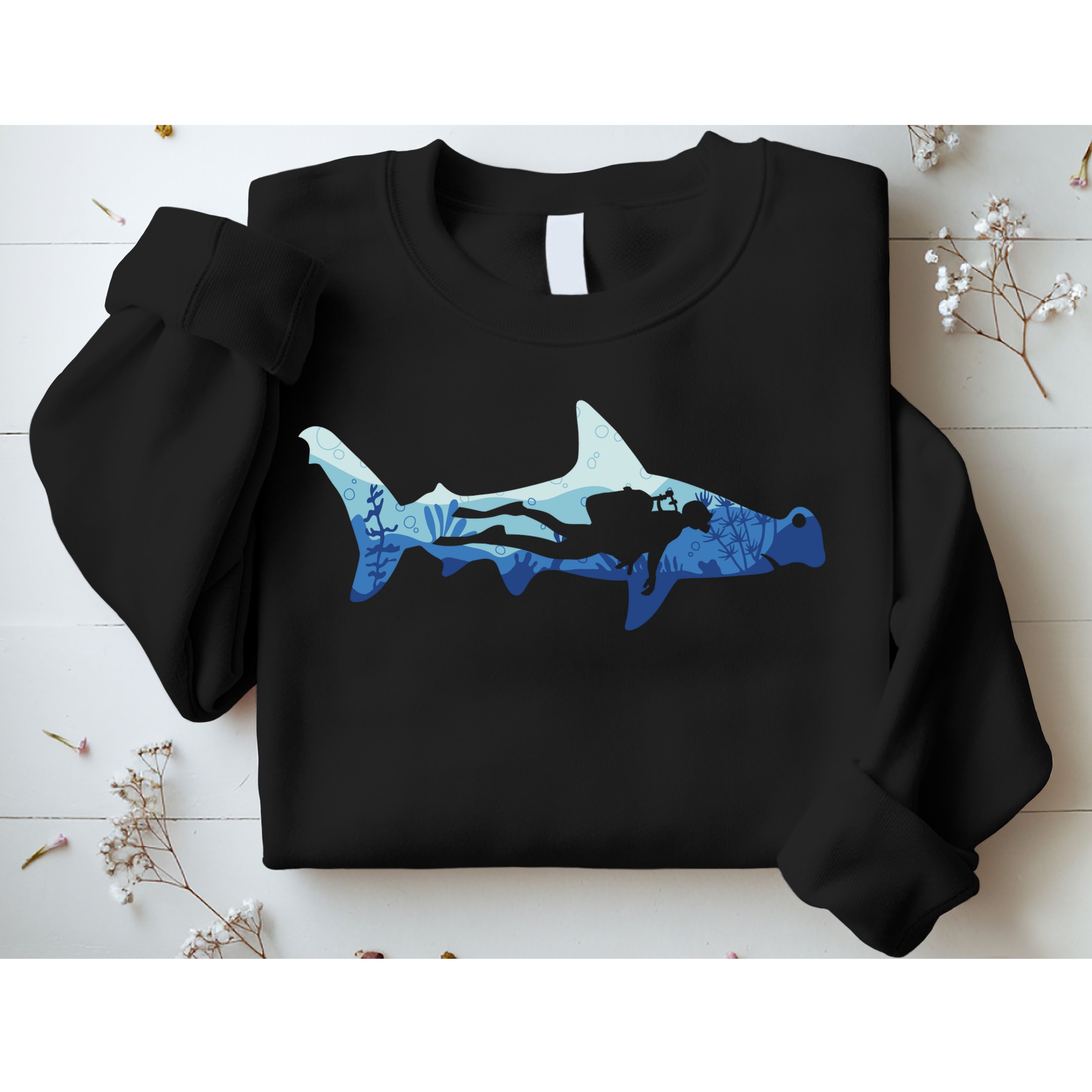 Hammerhead Shark Diver Ocean Sweatshirt