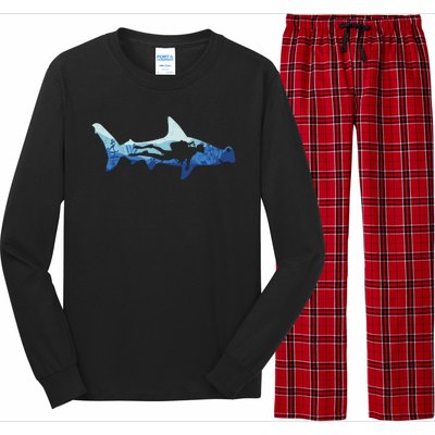 Hammerhead Shark Diver Ocean Long Sleeve Pajama Set