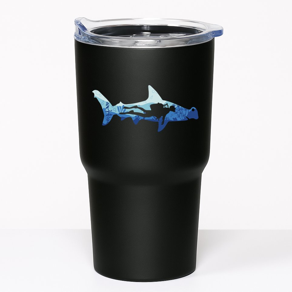 Hammerhead Shark Diver Ocean Tumbler